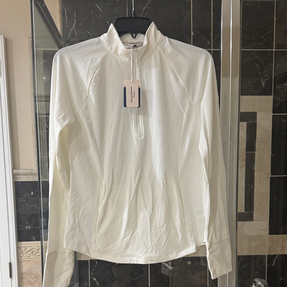Tommy Bahama White Lightweight Quarter-Zip Pullover